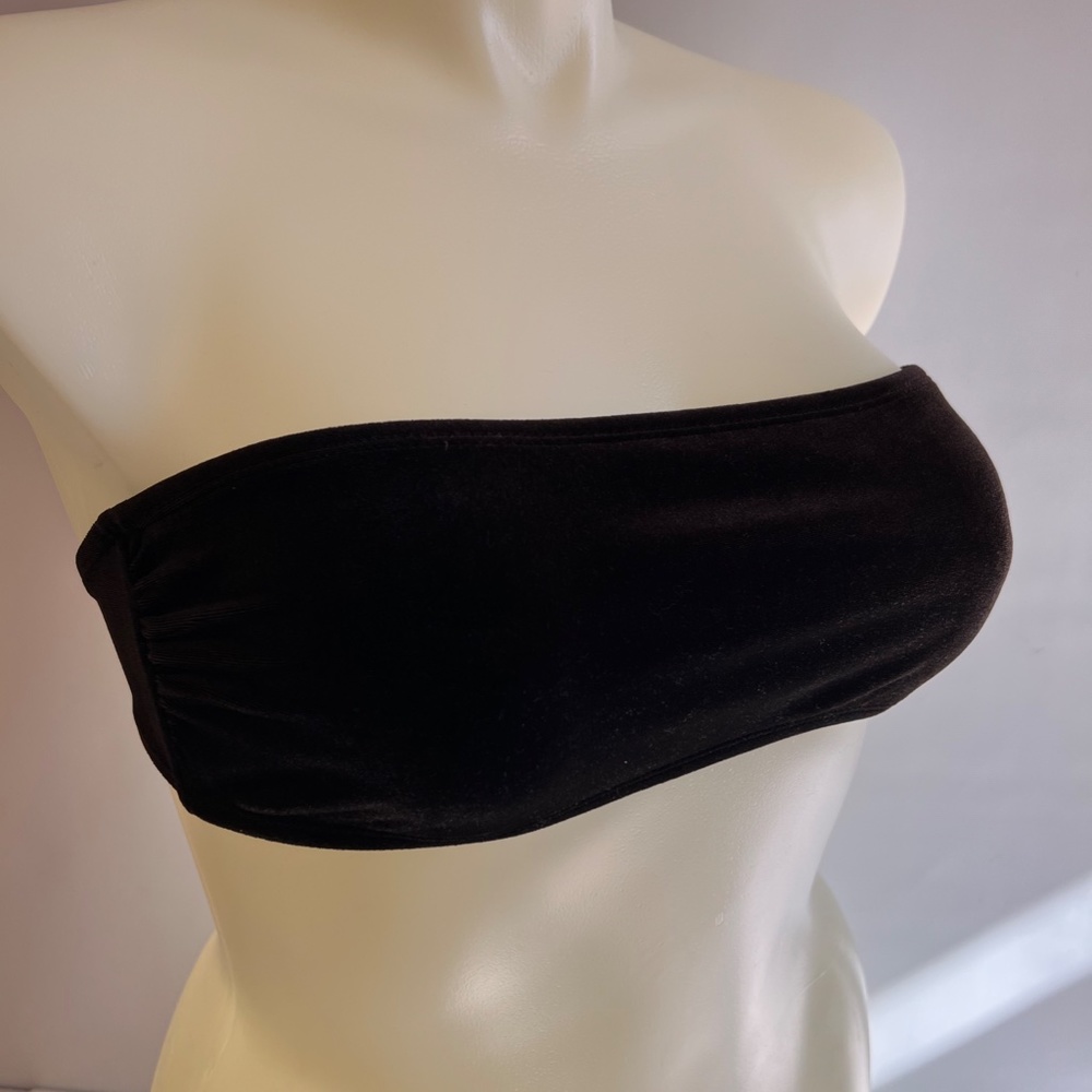 Stretch Velvet Strapless Bandeau Top Sz 14 Large 10% Spandex Brown Liz Claiborne